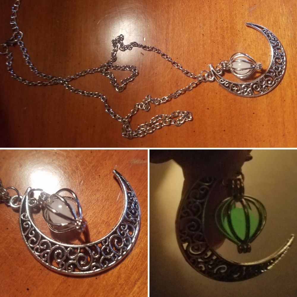 Glow in the dark moon necklace